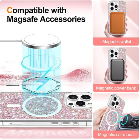 Entronix Apple iPhone 15 Pro/14 Pro [Magnetic-Compatible] Case - Glitter Flakes, - Entronix