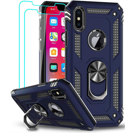 Entronix Apple iPhone X Case - Guard Ring Holder & 2 Clear Screen Protectors - Entro Retail