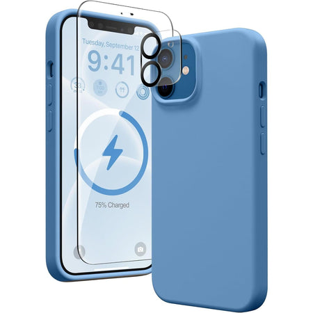 Entronix Silicone Case Designed for Apple iPhone 11 Liquid Silicone Case, 3 in 1 Bundle Case with Clear Tempered Glass and Camera Lens Shockproof Case - Entro Retail