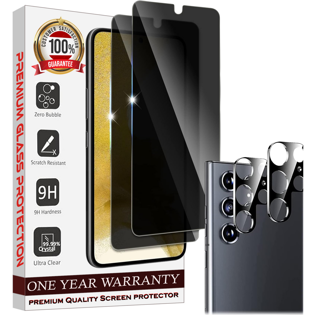 Entronix Case Privacy Screen Protector for Samsung Galaxy S22 Ultra with Camera Lens [2+2], Anti-Spy Tempered Film - Entro Retail