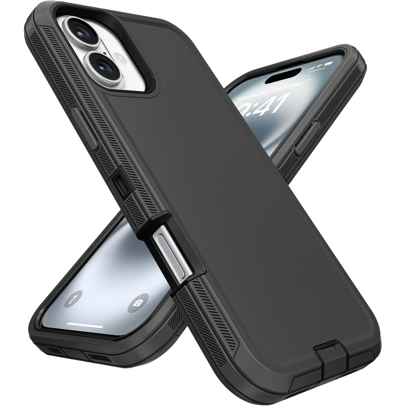 Entronix Bundle Compatible with iPhone 16 - Heavy Duty Case & 2 Clear Screen Protectors