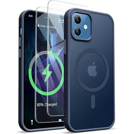Entronix Apple iPhone 12 [Magnetic-Compatible] Clear Case & 2 Tempered Glass Screen Protectors - Entronix