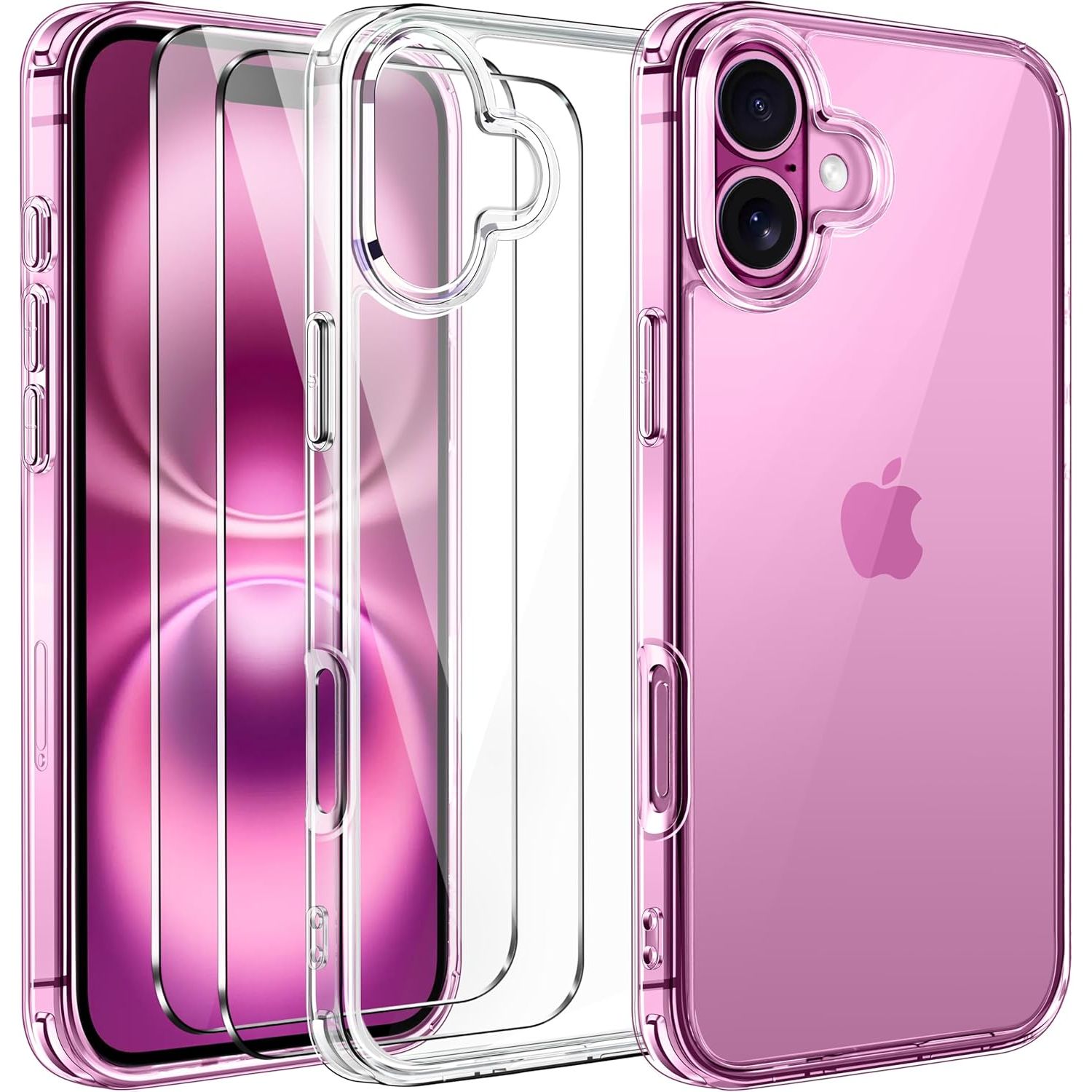 Entronix 3-in-1 Bundle for Apple iPhone 16 Plus, Slim Clear Case & 2 Clear Tempered Glass Screen Protectors - Entro Retail