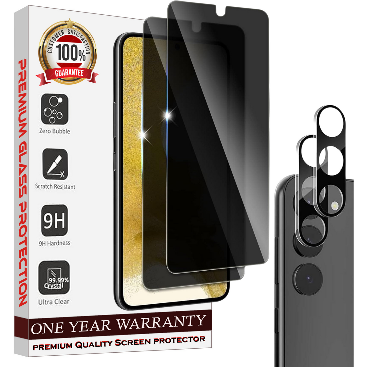 Entronix Case Privacy Screen Protector for Samsung Galaxy S22 Plus with Camera Lens [3+3], Anti-Spy Tempered Film - Entro Retail